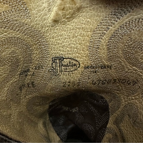 Justin Western Boots Style #2252 Bay Apache Distressed Brown Leather Mens 7.5 EE - Picture 9 of 10